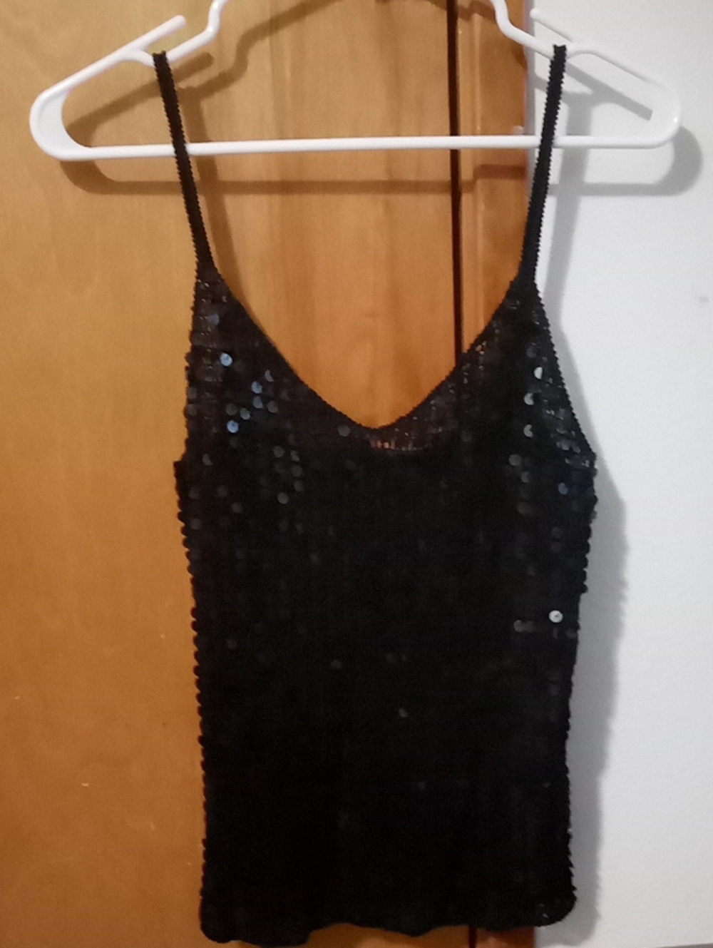 Betsey Johnson Black Sequin Crochet Camisole